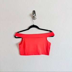 ASOS Salmon Bardot Off Shoulder Crop Top